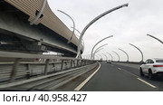 Western high-speed diameter is an intracity toll highway in St. Petersburg. (2020 год). Редакционное фото, фотограф Анна Кривицкая / Фотобанк Лори