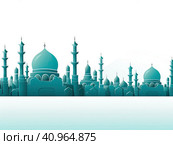 Islamic background in paper style with the mosque of Idal-Adha - Eid al-Adha holiday. Стоковое AI-изображение, AI-художник Ярославский Максим / Фотобанк Лори