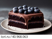 chocolate cake with fresh berries dessert . Generative AI. Стоковое AI-изображение, AI-художник Sergey Grishin / Фотобанк Лори