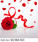 Greeting Card with International Women's Day and Red Rose. Стоковая иллюстрация, иллюстратор Vicgmyr / Фотобанк Лори