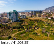 Naula city and Mahmutlar and Kargicak - aerial panoramic view on day. Turkey. Стоковое фото, фотограф Яков Филимонов / Фотобанк Лори