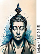 Meditating Buddha portrait. Стоковое AI-изображение, AI-художник Роман Сигаев / Фотобанк Лори