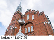 Lutheran Church in Vladikavkaz. A prayer house built by the German community in the 19th century in the city of Vladikavkaz. Evangelical Lutheran Church. A Gothic building in the Caucasus. Стоковое фото, фотограф Эдуард Белкин / Фотобанк Лори