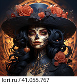 la catrina jovial skeleton death goddess dnd. Generative AI. Стоковое AI-изображение, AI-художник Ирина Ручушкина / Фотобанк Лори