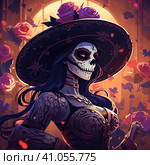 la catrina jovial skeleton death goddess dnd. Generative AI. Стоковое AI-изображение, AI-художник Ирина Ручушкина / Фотобанк Лори