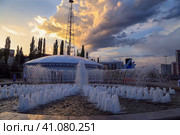 Фонтан на площади Салавата Юлаева, г. Уфа, Башкортостан (2023 год). Стоковое фото, фотограф Римма Тельнова / Фотобанк Лори