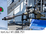 BERLIN, GERMANY - JUNE 23, 2022: Aircraft revolver gun Mauser BK-27 of multirole fighter Eurofighter Typhoon. Exhibition ILA Berlin Air Show 2022. Редакционное фото, фотограф Sergey Kohl / Фотобанк Лори