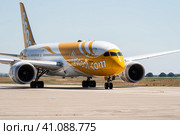 BERLIN, GERMANY - JUNE 23, 2022: Wide-body jet airliner Boeing 787-8 Dreamliner of Scoot airline. Редакционное фото, фотограф Sergey Kohl / Фотобанк Лори