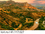 Evening landscape of the North Caucasus mountains in Dagestan. Стоковое фото, фотограф Владимир Ушаров / Фотобанк Лори
