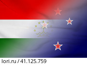 Tajikistan and New Zealand official flag international contract NZL TJK. Стоковая иллюстрация, иллюстратор Кабак Дмитрий / Фотобанк Лори