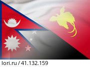 Nepal and Papua New Guinea official flag transborder negotiation PNG NPL. Стоковая иллюстрация, иллюстратор Кабак Дмитрий / Фотобанк Лори