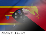 Eswatini and Papua New Guinea political flag transborder contract PNG SWZ. Стоковая иллюстрация, иллюстратор Кабак Дмитрий / Фотобанк Лори