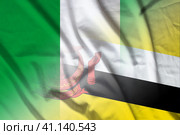 Nigeria and Brunei government flag international relations BRN NGA. Стоковая иллюстрация, иллюстратор Кабак Дмитрий / Фотобанк Лори