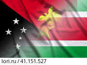 Papua New Guinea and Suriname state flag transborder contract SUR PNG. Стоковая иллюстрация, иллюстратор Кабак Дмитрий / Фотобанк Лори