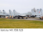 Military aircraft fighters at the airport. Old decommissioned aircraft. Krasnodar airfield. Стоковое фото, фотограф Леонид Еремейчук / Фотобанк Лори