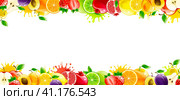 Banner with Juicy Fruit. Стоковая иллюстрация, иллюстратор Vicgmyr / Фотобанк Лори