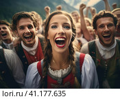 A group of Austrians in national dress. Стоковое AI-изображение, AI-художник Кирилл Черезов / Фотобанк Лори