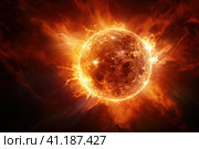 A snapshot of the Sun in space. Стоковое AI-изображение, AI-художник Поликарпов Владимир Владимирович / Фотобанк Лори