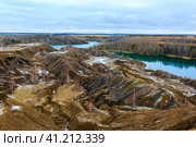 Abandoned coal quarries near Konduki village, Tula oblast, Romantsevskie mountains, Russia. Стоковое фото, фотограф VittoriaChe / Фотобанк Лори