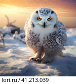 Полярная сова (Snowy owl, Bubo scandiacus, Nyctea scandiaca). Generative AI. Стоковое AI-изображение, AI-художник Щеголева Ольга / Фотобанк Лори
