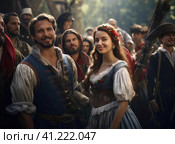 A group of Austrians in national dress. Стоковое AI-изображение, AI-художник Кирилл Черезов / Фотобанк Лори