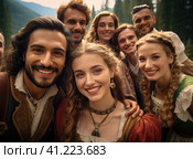 A group of Austrians in national dress. Стоковое AI-изображение, AI-художник Кирилл Черезов / Фотобанк Лори