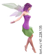 3D Fairy in purple green outfit. Стоковая иллюстрация, иллюстратор Анна Павлова / Фотобанк Лори