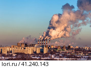 Тепловая электростанция на закате. Стоковое фото, фотограф Иван Губанов / Фотобанк Лори