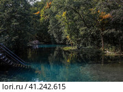 Beautiful natural background. Blue Lake in Kazan. Russia, Republic of Tatarstan, Kazan, September 2023. Стоковое фото, фотограф Photojuli / Фотобанк Лори