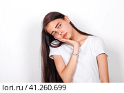 Sad brunette woman. Стоковое фото, фотограф Андрей Аркуша / Фотобанк Лори