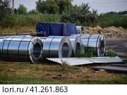 Rolls of sheet metal. Storage of building materials. Стоковое фото, фотограф Леонид Еремейчук / Фотобанк Лори