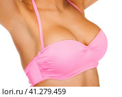 Woman breast in uplift on a white background. Стоковое фото, фотограф Андрей Аркуша / Фотобанк Лори