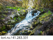 Корниловский водопад на реке Ача у села Корнилово осенью. Болотнинский район, Новосибирская область, Западная Сибирь России. (2023 год). Стоковое фото, фотограф Евгений Мухортов / Фотобанк Лори