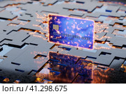 Plastic card for online payments. Mobile payment concept. 3D render. Стоковая иллюстрация, иллюстратор Alexander / Фотобанк Лори