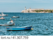 View of Fortaleza de San Carlos de la Cabana, 18th-century fortress complex from harbor Havana,Cuba (2022 год). Редакционное фото, фотограф Ирина Кононова / Фотобанк Лори