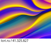 Pink purple violet lilac yellow blue green stripes, waves, lines, curls and bumps. Abstract beautiful background. Soft voluminous colorful wavy lines. Ripple movement fluctuation. Generated AI. Стоковое AI-изображение, AI-художник Юлия Петровская / Фотобанк Лори