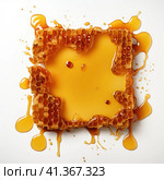 Honeycomb with honey dripping on it, AI. Стоковое AI-изображение, AI-художник Сергей Старуш / Фотобанк Лори