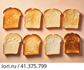 Croutons of white bread on a homogeneous background. Generated by AI. Стоковое AI-изображение, AI-художник Ярославский Максим / Фотобанк Лори