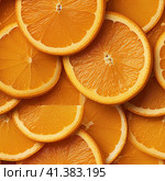 Sliced orange slices seamless background. Generated by AI. Стоковое AI-изображение, AI-художник Ярославский Максим / Фотобанк Лори