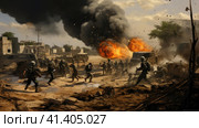 Clashes in the Gaza Strip. Стоковое AI-изображение, AI-художник Кирилл Черезов / Фотобанк Лори