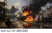 Clashes in the Gaza Strip. Стоковое AI-изображение, AI-художник Кирилл Черезов / Фотобанк Лори