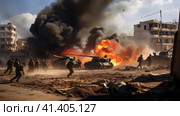 Clashes in the Gaza Strip. Стоковое AI-изображение, AI-художник Кирилл Черезов / Фотобанк Лори