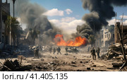 Clashes in the Gaza Strip. Стоковое AI-изображение, AI-художник Кирилл Черезов / Фотобанк Лори