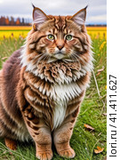 Maine Coon. The oldest American cat breed. Стоковое AI-изображение, AI-художник Сергей Елизарьев / Фотобанк Лори
