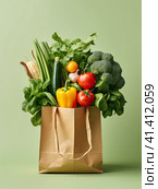 A variety of fresh vegetables in an eco-friendly wicker basket. Generated by AI. Стоковое AI-изображение, AI-художник Ярославский Максим / Фотобанк Лори