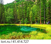 Гейзерное озеро. Горный Алтай. (2023 год). Редакционное фото, фотограф Макаров Алексей / Фотобанк Лори
