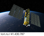 Российский современный навигационный спутник ГЛОНАСС К2. Стоковая иллюстрация, иллюстратор Александр Володин / Фотобанк Лори
