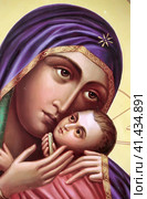 Icon of Mother of God and Jesus Christ. Стоковое фото, фотограф Анна Кривицкая / Фотобанк Лори