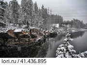River Canyon and rocks in winter. Стоковое фото, фотограф Анна Кривицкая / Фотобанк Лори