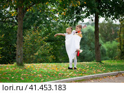 Childrens ballroom dance couple in suits. Стоковое фото, фотограф Андрей Аркуша / Фотобанк Лори